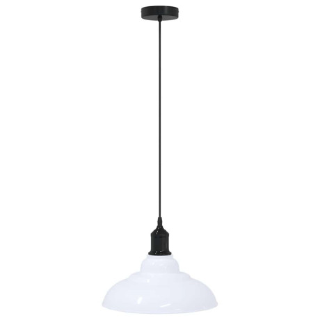 vidaXL Hanglamp in hoogte verstelbaar E27 Ø31 cm metaal glanzend wit afbeelding2 - 1