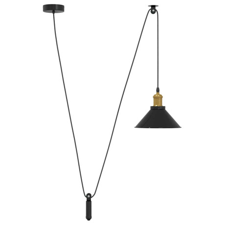 vidaXL Hanglamp in hoogte verstelbaar E27 Ø22 cm metaal glanzend zwart afbeelding2 - 1