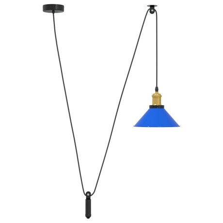 vidaXL Hanglamp in hoogte verstelbaar E27 Ø22 cm metaal donkerblauw afbeelding2 - 1