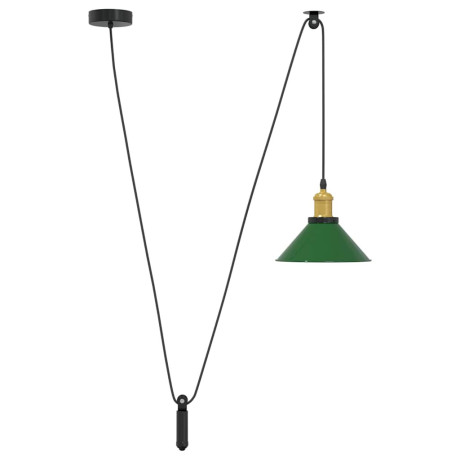 vidaXL Hanglamp in hoogte verstelbaar E27 Ø22 cm metaal glanzend groen afbeelding2 - 1