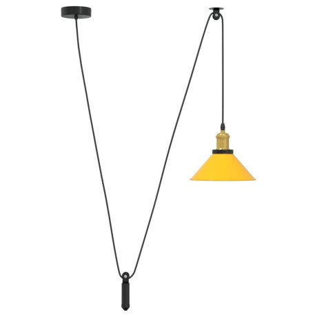 vidaXL Hanglamp in hoogte verstelbaar E27 Ø22 cm metaal glanzend geel afbeelding2 - 1