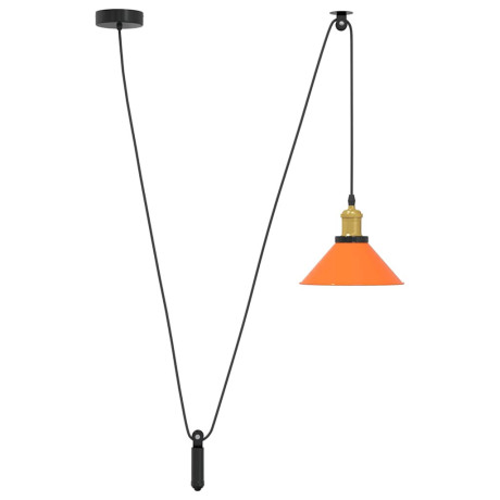 vidaXL Hanglamp in hoogte verstelbaar E27 Ø22cm metaal glanzend oranje afbeelding2 - 1