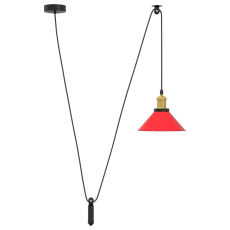 vidaXL Hanglamp in hoogte verstelbaar E27 Ø22 cm metaal glanzend rood afbeelding2 - 1