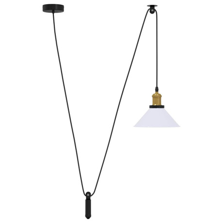 vidaXL Hanglamp in hoogte verstelbaar E27 Ø22 cm metaal glanzend wit afbeelding2 - 1