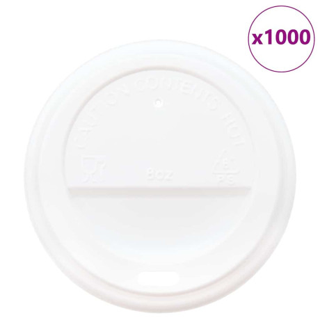 vidaXL Papieren koffiebekerdeksels Ø80 mm 8oz 1000 st kunststof wit afbeelding2 - 1