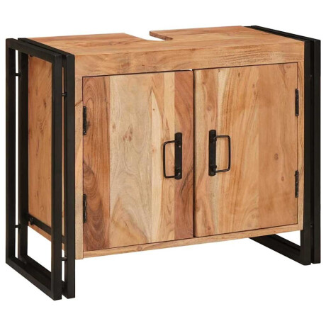 vidaXL Wastafelkast met plank Bruin 71 x 33 x 58 cm Massief Acaciahout afbeelding2 - 1