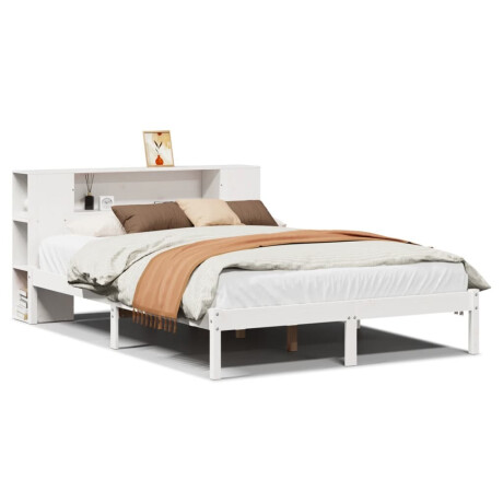 vidaXL Bed met boekenkast zonder matras grenenhout wit 160x200 cm afbeelding2 - 1