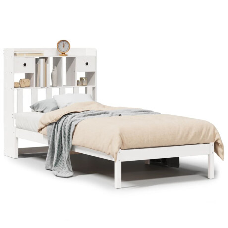vidaXL Bed met boekenkast zonder matras grenenhout wit 90x190 cm afbeelding2 - 1
