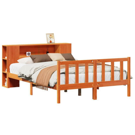 vidaXL Bed met boekenkast zonder matras grenenhout wasbruin 160x200 cm afbeelding2 - 1