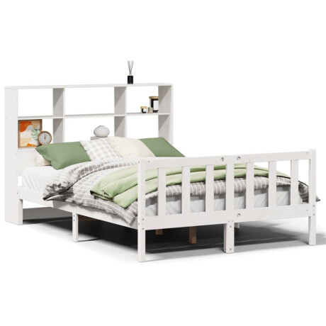 vidaXL Bed met boekenkast zonder matras grenenhout wit 160x200 cm afbeelding2 - 1