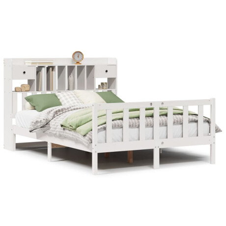 vidaXL Bed met boekenkast zonder matras grenenhout wit 160x200 cm afbeelding2 - 1