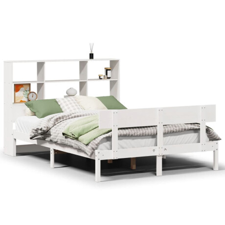 vidaXL Bed met boekenkast zonder matras grenenhout wit 160x200 cm afbeelding2 - 1
