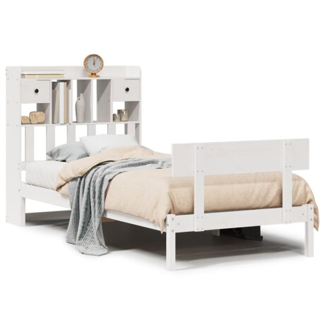 vidaXL Bed met boekenkast zonder matras grenenhout wit 90x200 cm afbeelding2 - 1