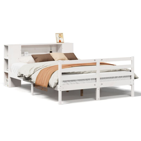vidaXL Bed met boekenkast zonder matras grenenhout wit 160x200 cm afbeelding2 - 1