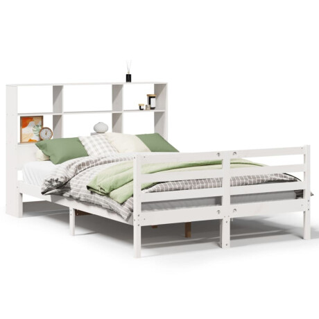 vidaXL Bed met boekenkast zonder matras grenenhout wit 160x200 cm afbeelding2 - 1
