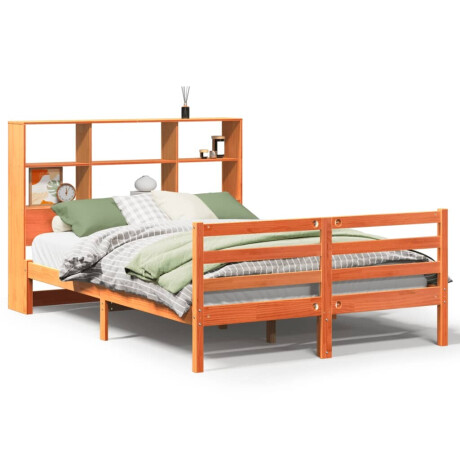 vidaXL Bed met boekenkast zonder matras hout wasbruin 120x200 cm afbeelding2 - 1