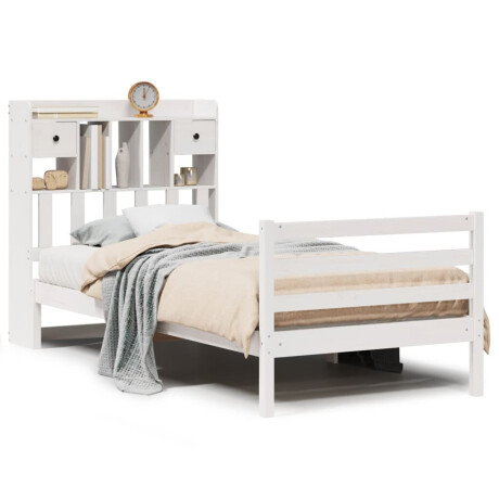 vidaXL Bed met boekenkast zonder matras grenenhout wit 90x200 cm afbeelding2 - 1
