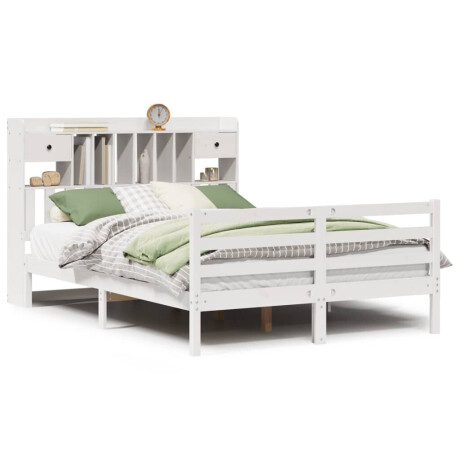 vidaXL Bed met boekenkast zonder matras grenenhout wit 160x200 cm afbeelding2 - 1