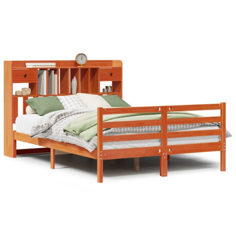 vidaXL Bed met boekenkast zonder matras grenenhout wasbruin 150x200 cm afbeelding2 - 1
