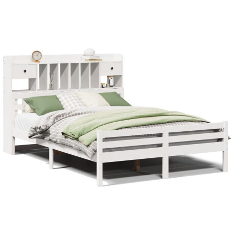vidaXL Bed met boekenkast zonder matras grenenhout wit 160x200 cm afbeelding2 - 1