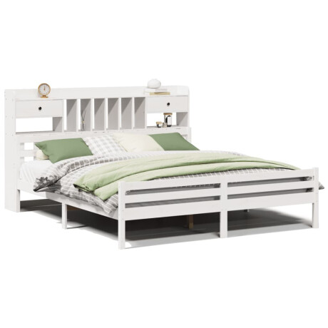 vidaXL Bed met boekenkast zonder matras grenenhout wit 180x200 cm afbeelding2 - 1