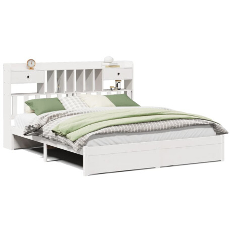 vidaXL Bed met boekenkast zonder matras grenenhout wit 180x200 cm afbeelding2 - 1