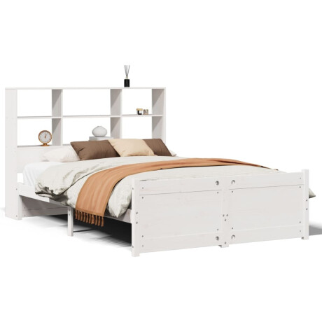 vidaXL Bed met boekenkast zonder matras grenenhout wit 140x190 cm afbeelding2 - 1