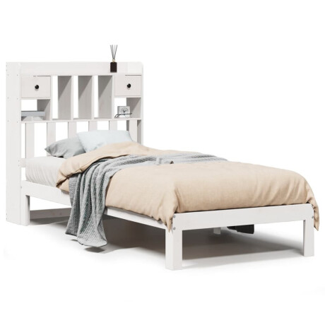 vidaXL Bed met boekenkast zonder matras grenenhout wit 90x190 cm afbeelding2 - 1