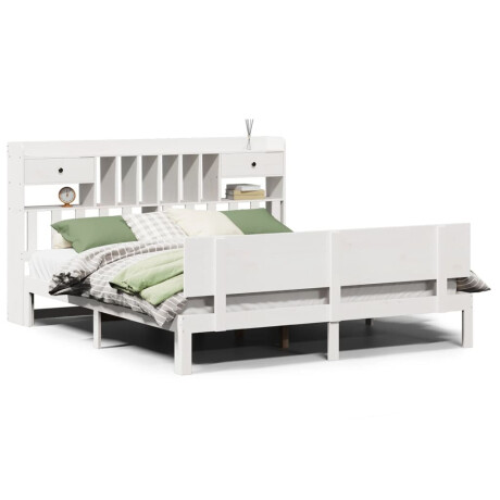 vidaXL Bed met boekenkast zonder matras grenenhout wit 180x200 cm afbeelding2 - 1