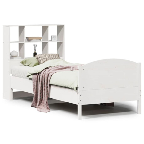 vidaXL Bed met boekenkast zonder matras grenenhout wit 90x190 cm afbeelding2 - 1