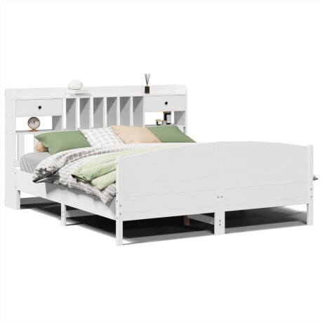 vidaXL Bed met boekenkast zonder matras grenenhout wit 180x200 cm afbeelding2 - 1