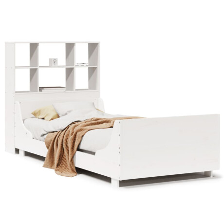 vidaXL Bed met boekenkast zonder matras massief hout wit 90x200 cm afbeelding2 - 1