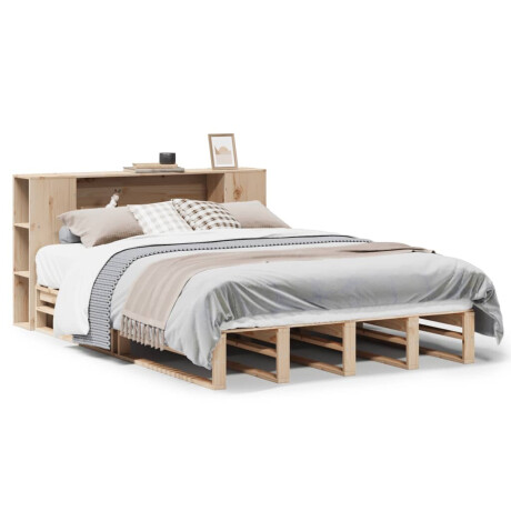vidaXL Bed met boekenkast zonder matras massief hout 135x190 cm afbeelding2 - 1