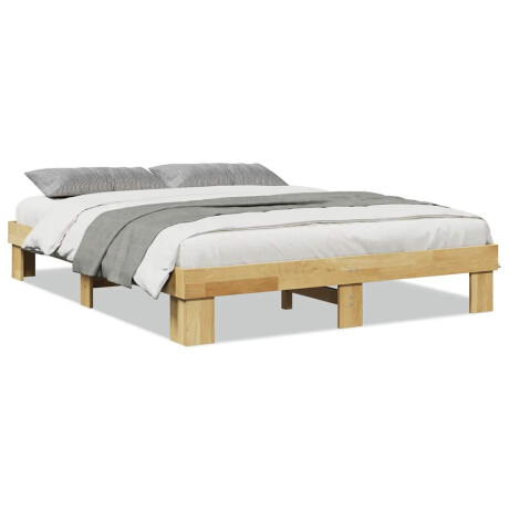 vidaXL Bedframe zonder matras 140x190 cm massief hout eiken afbeelding2 - 1