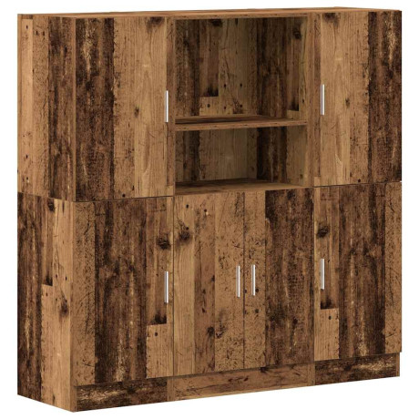 vidaXL 3-delige Keukenkastenset bewerkt hout oud houtkleurig afbeelding2 - 1