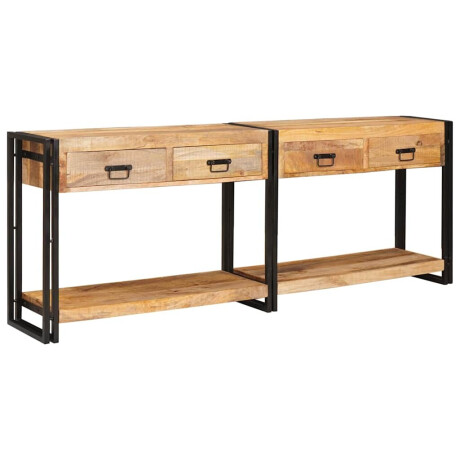 vidaXL Wandtafels 2 pcs Bruin 200 x 33 x 75 cm Massief Mango Hout afbeelding2 - 1