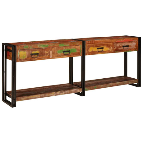 vidaXL Wandtafels met lade met plank Anders met opslag 2 pcs Multikleur Massief gerecycled hout afbeelding2 - 1