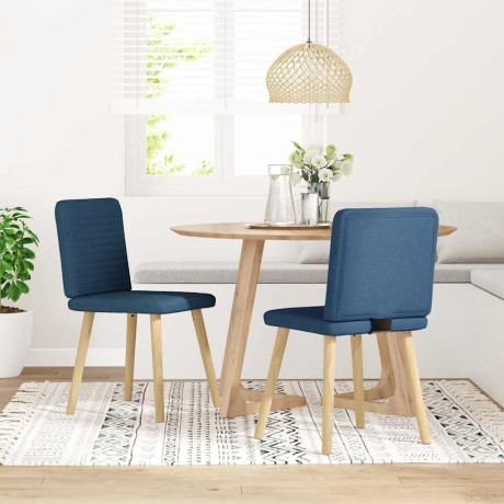 vidaXL Eetkamerstoelen 2 st stof blauw afbeelding2 - 1