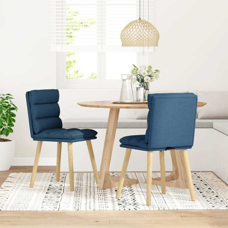 vidaXL Eetkamerstoelen 2 st stof blauw afbeelding2 - 1