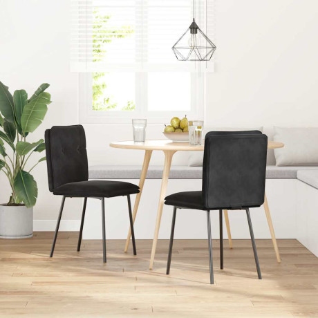 vidaXL Eetkamerstoelen 2 st fluweel zwart afbeelding2 - 1