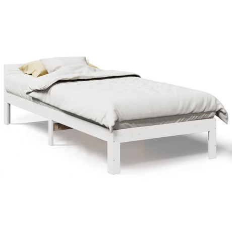 vidaXL Bedframe zonder matras massief grenenhout wit 90x200 cm afbeelding2 - 1