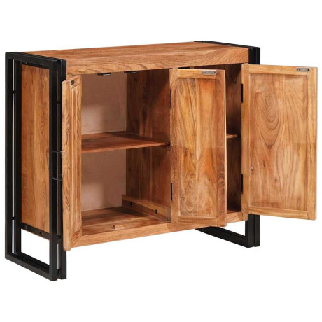 vidaXL Dressoir met deuren Bruin Massief acaciahout en metaal afbeelding2 - 1