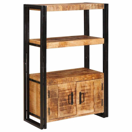 vidaXL Boekenkast met Deuren Bruin Massief Ruw Mangohout en Metaal afbeelding2 - 1