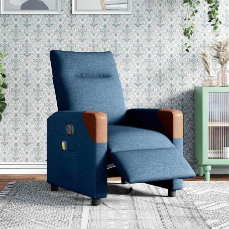 vidaXL Massagestoel elektrisch verstelbaar stof blauw afbeelding2 - 1