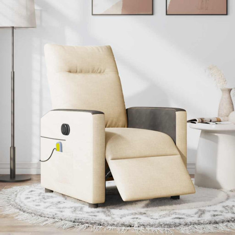 vidaXL Massagestoel elektrisch verstelbaar stof crèmekleurig afbeelding2 - 1