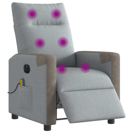 vidaXL Massagestoel elektrisch verstelbaar stof lichtgrijs afbeelding2 - 1
