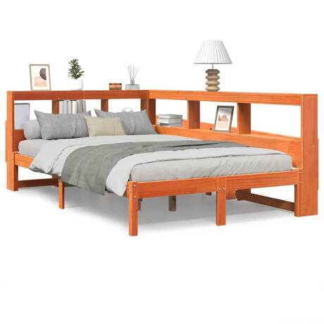 vidaXL Bed met boekenkast zonder matras grenenhout wasbruin 120x200 cm afbeelding2 - 1