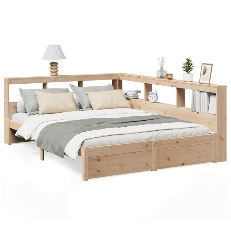 vidaXL Bed met boekenkast zonder matras massief grenenhout 150x200 cm afbeelding2 - 1