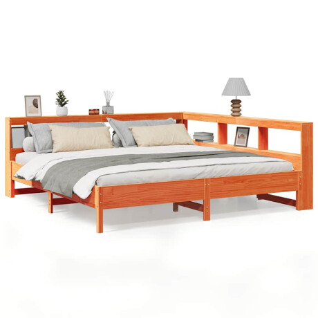vidaXL Bed met boekenkast zonder matras grenenhout wasbruin 200x200 cm afbeelding2 - 1