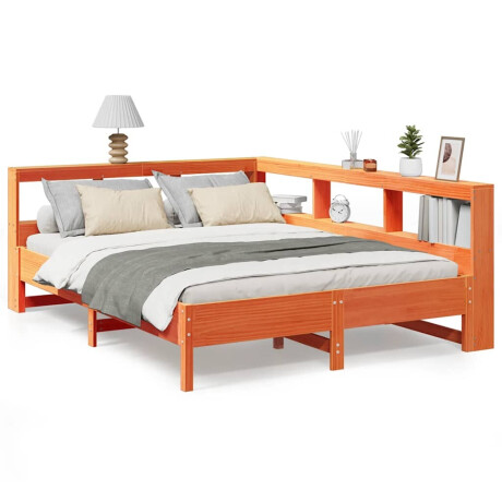 vidaXL Bed met boekenkast zonder matras grenenhout wasbruin 140x200 cm afbeelding2 - 1